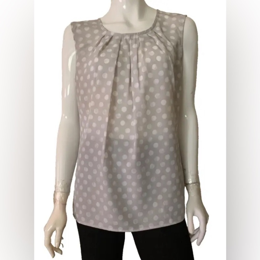 Merona Blouse Light Grey with White Polka Dots